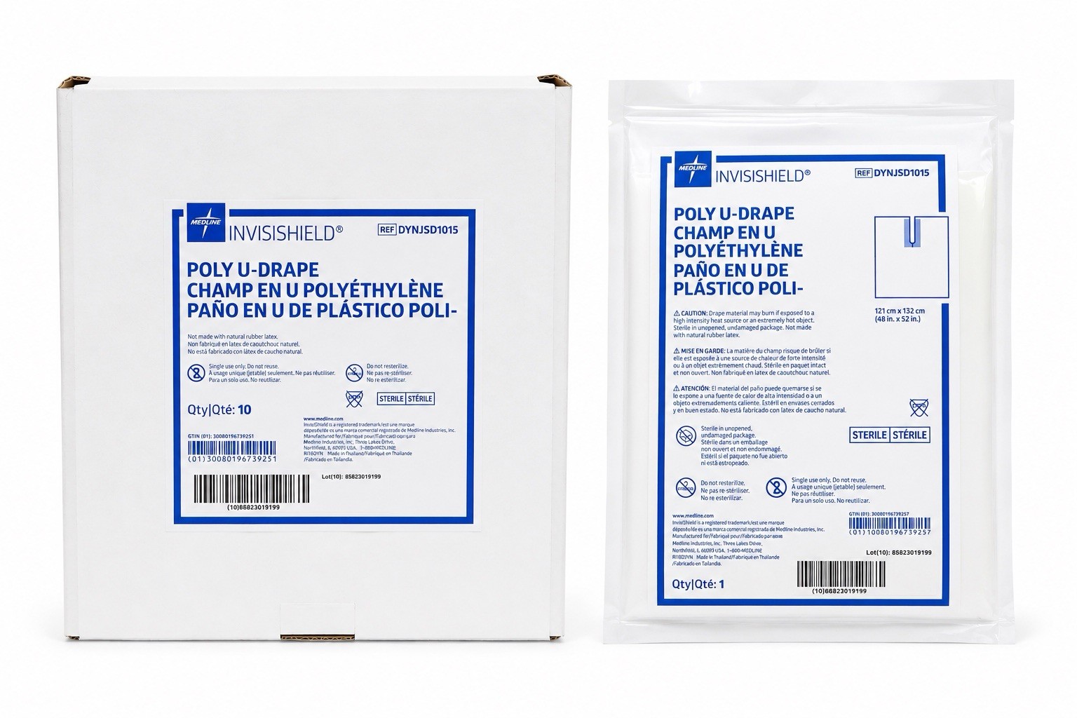 Medline InvisiShield Poly U-Drape 48” x 52” Sterile Drape DYNJSD1015 Box of 10