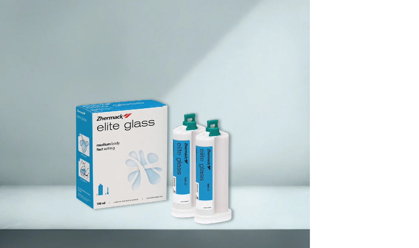 Zhermack Elite Glass Transparent Vinylpolysiloxane Fast Set 2 x 50ml Free Ship