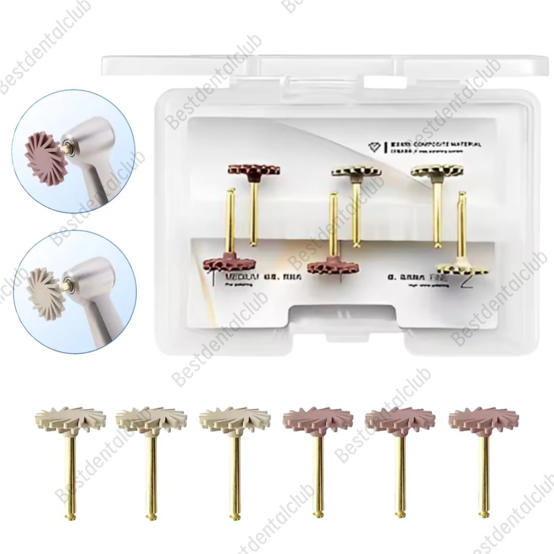 6Pc Dental Composite Polishing Wheel Kit 2-Step Polishing Diamond System RA Disc