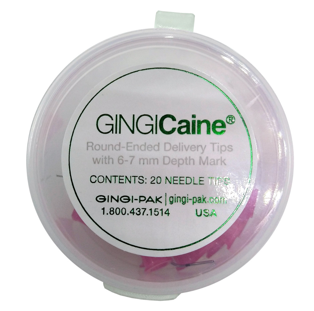GINGICaine Round Ended Delivery Pink Special Tips with 6-7 mm Depth Mark 20/Box