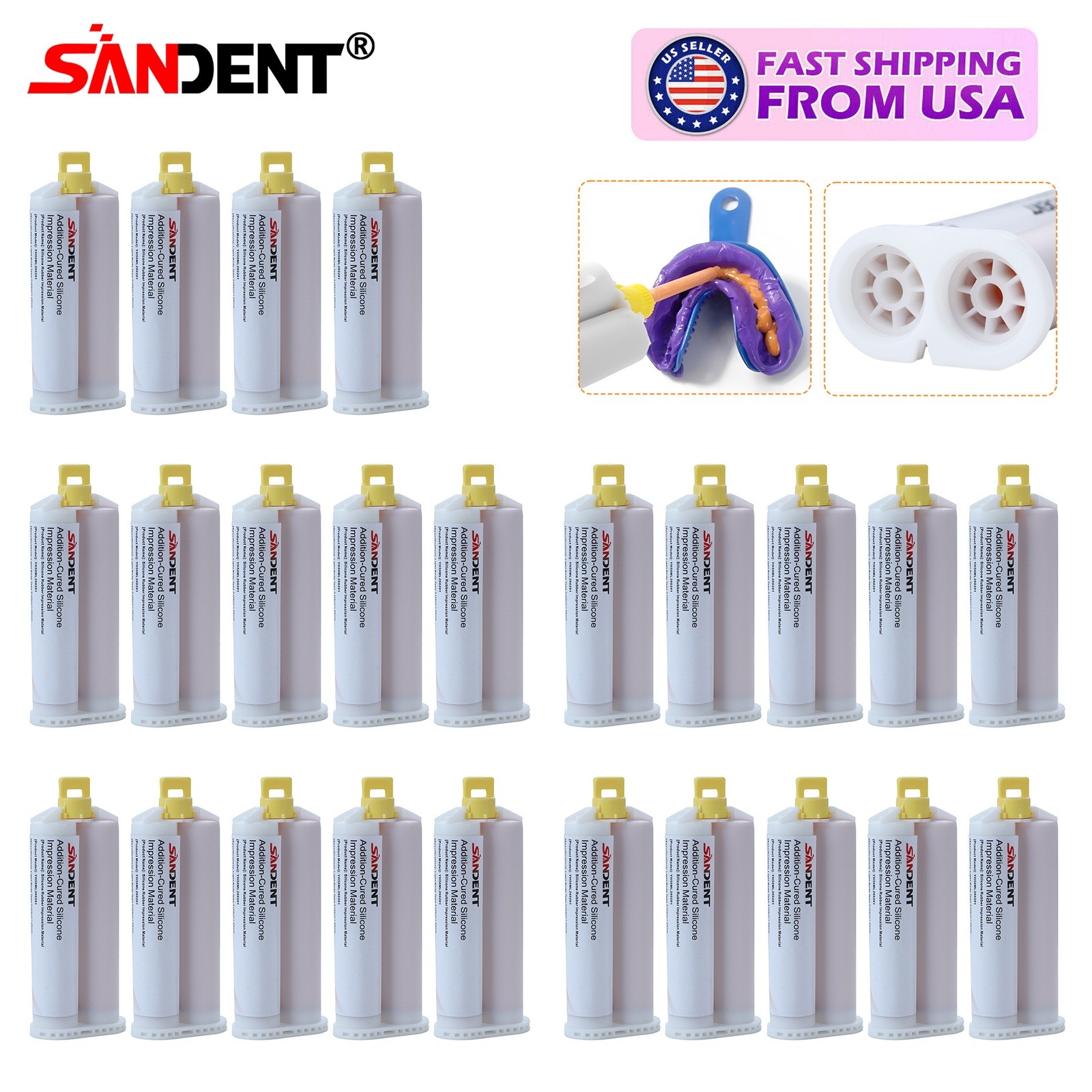 24Pcs Dental Light Body Fast Rapid Set Dental Impression Material 50mL VPS PVS