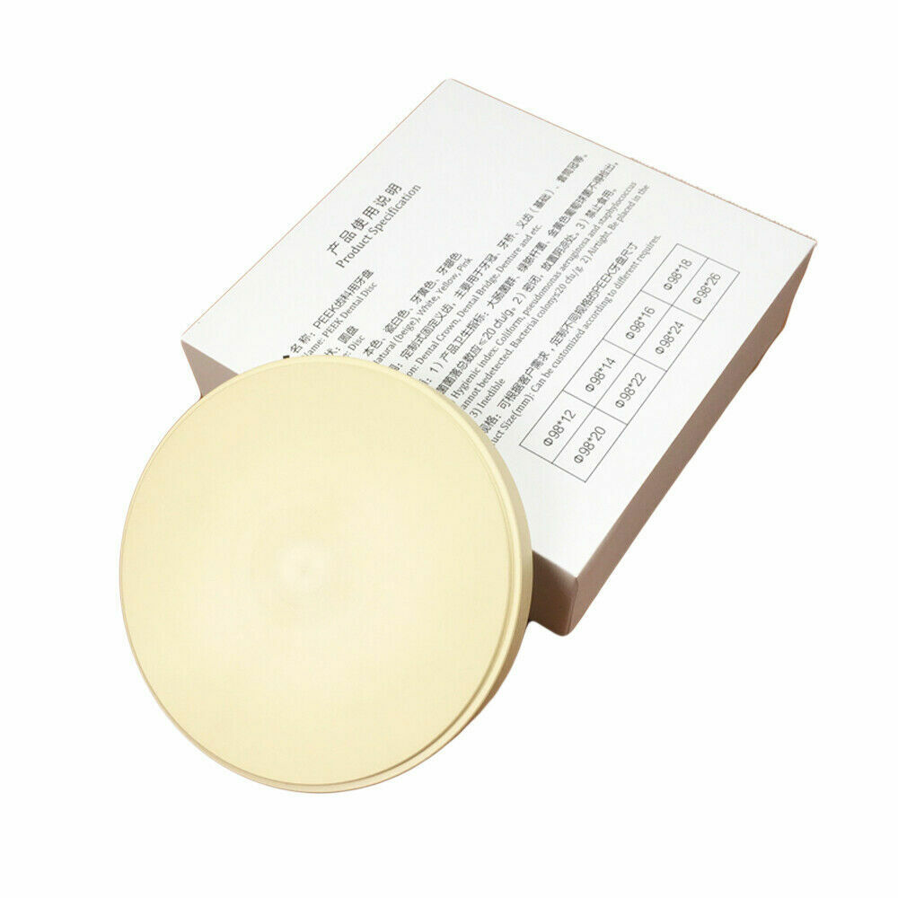 Dental Lab PEEK Blank Disc Non-metallic Plastic Blocks CAD CAM Materials 98*24mm