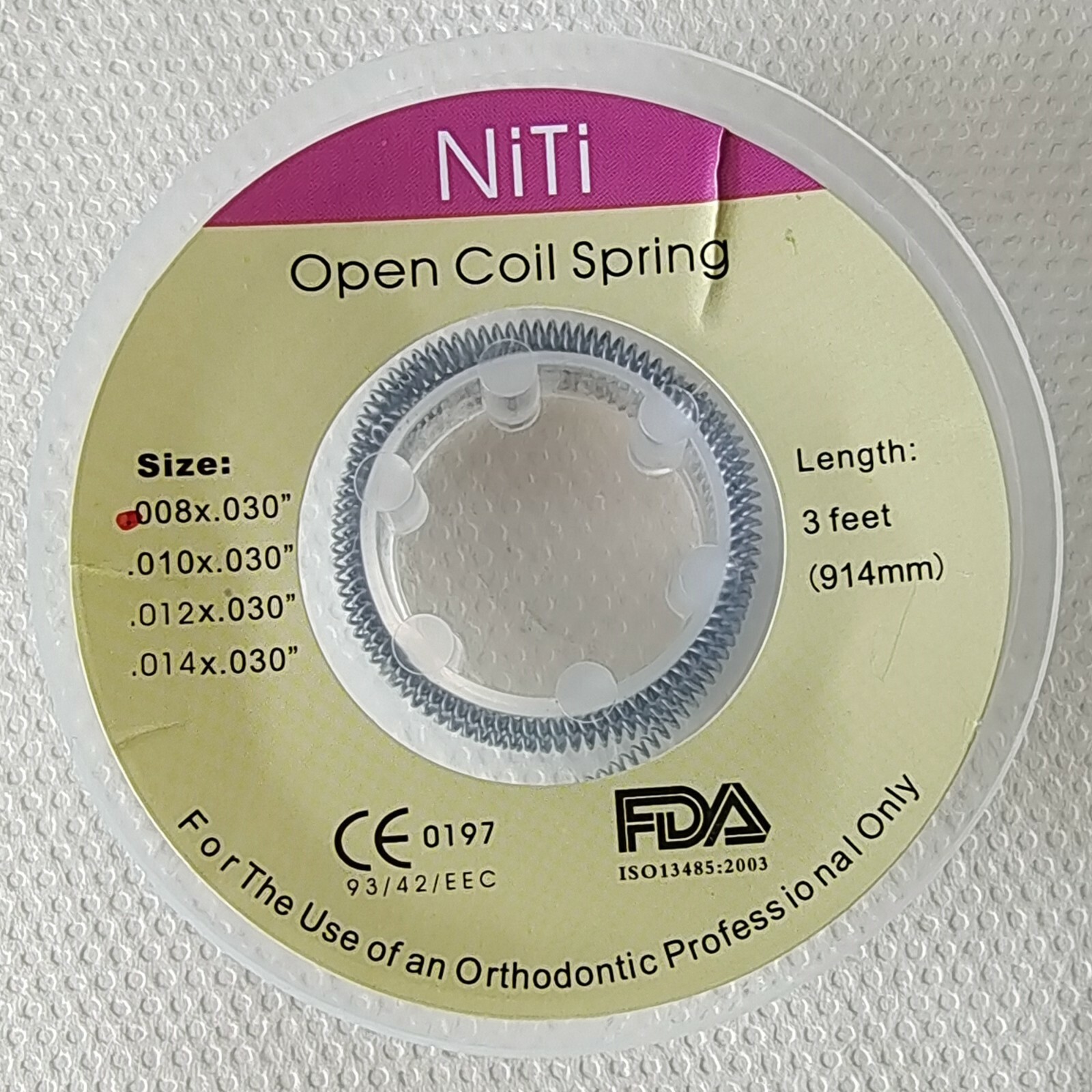 50Rolls Dental Orthodontic Niti Open Coil Spring 914mm Dia 0.008/0.010/.012/.014