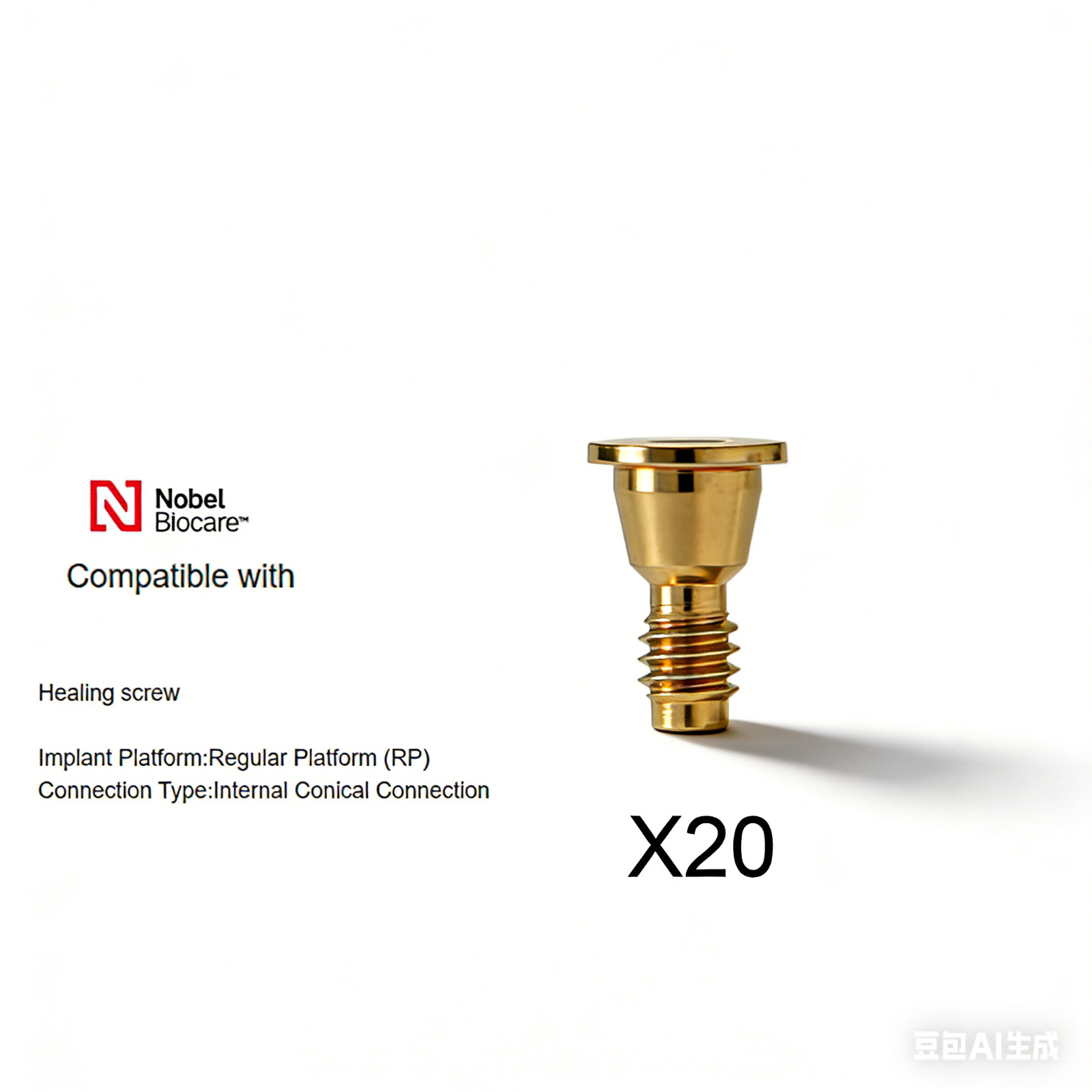 20Pcs Dental Nobel Biocare Healing Abutment Cap Ø3.6/5/6 Conical NP/RP H3/5/7mm