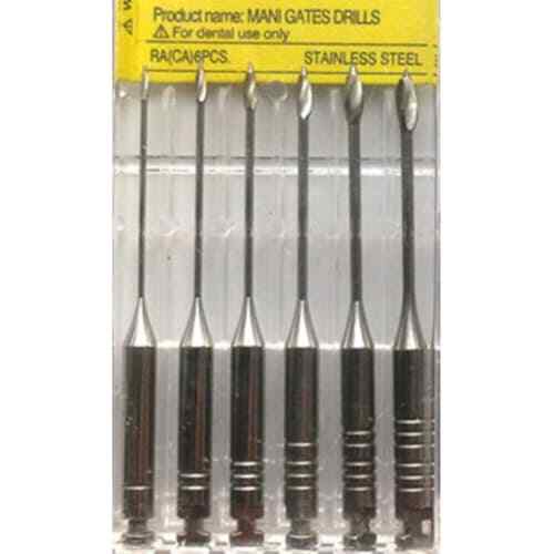 Mani #5 Gates Glidden Drills 38 mm, Stainless Steel 6/Pk