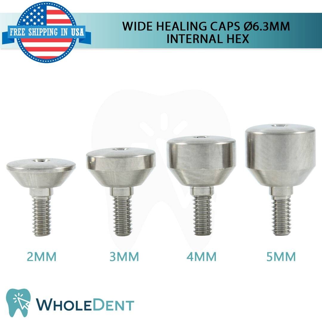 5x Extra Wide Healing Cap Ø6.3mm Int hex 2.42mm Dental