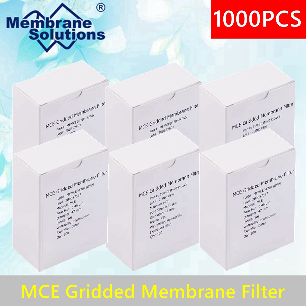 Mixed Cellulose Ester Grid MCE Membrane Filter 47mm 0.45um 1000Pack Hydrophilic
