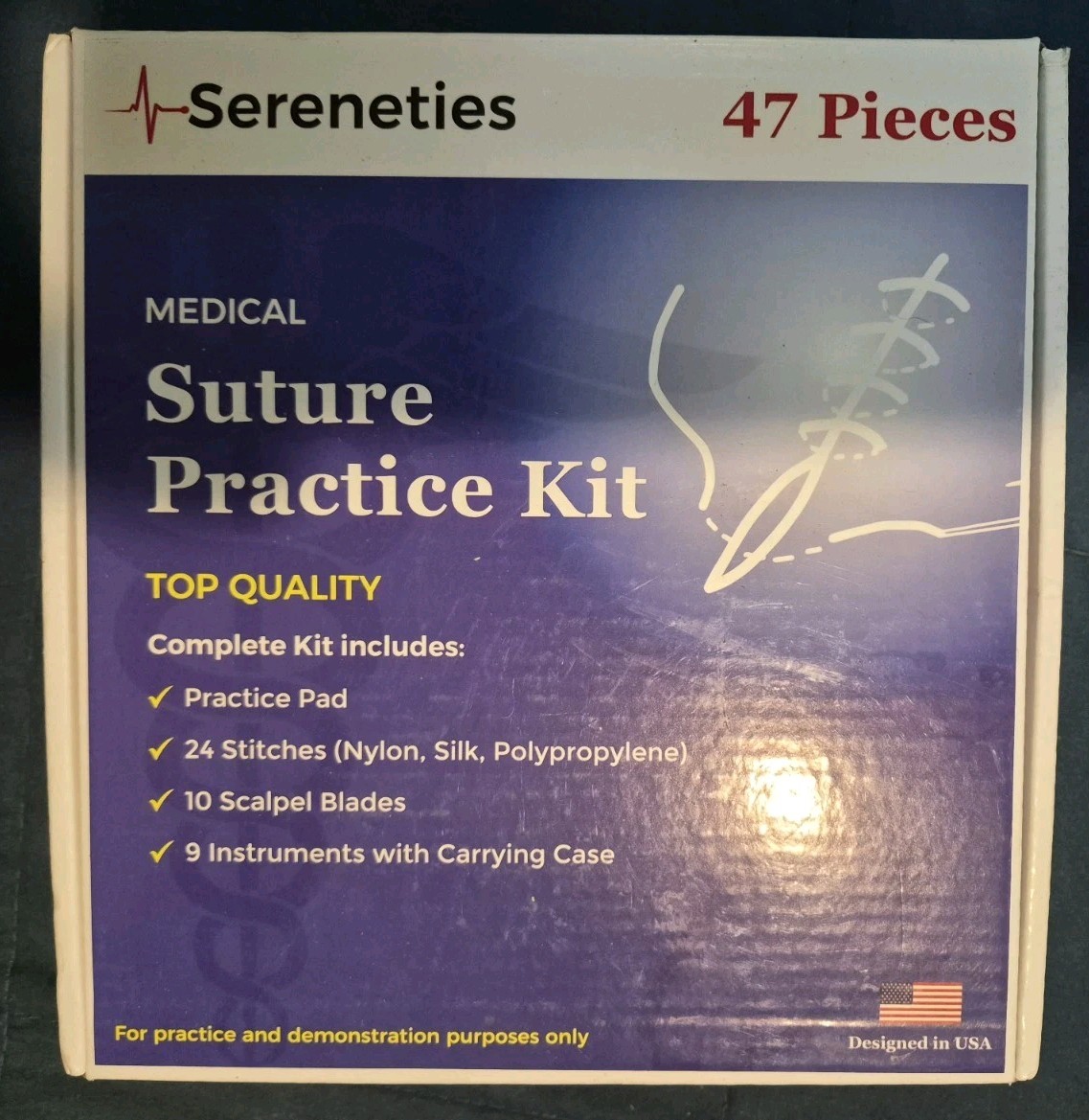 Sereneties 47 Pc Medical Suture Practice Kit New Sealed