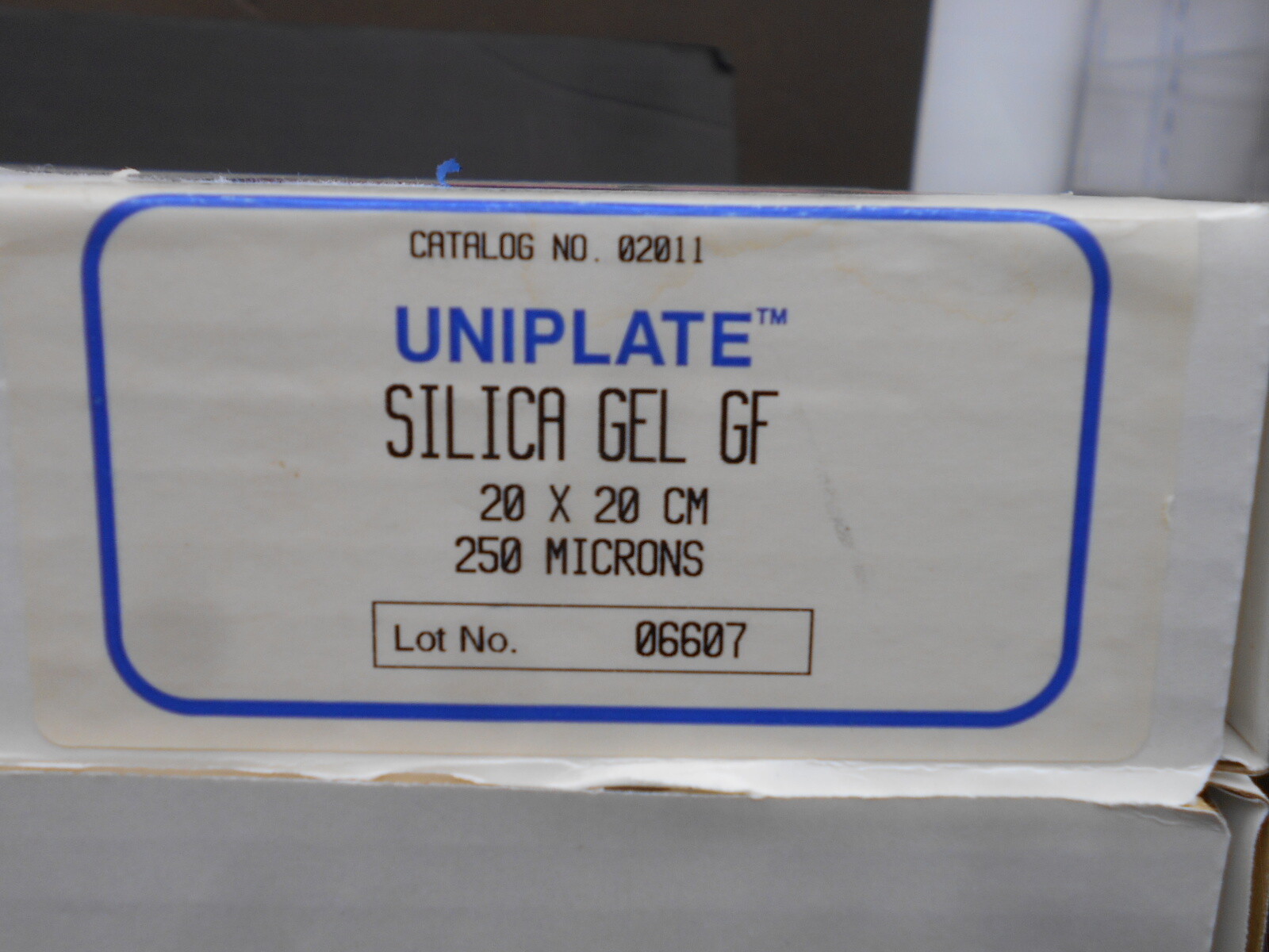 BOX OF 18 ANALTECH 02011 20x20cm 250 MICRONS SILICA GEL GF UNIPLATE