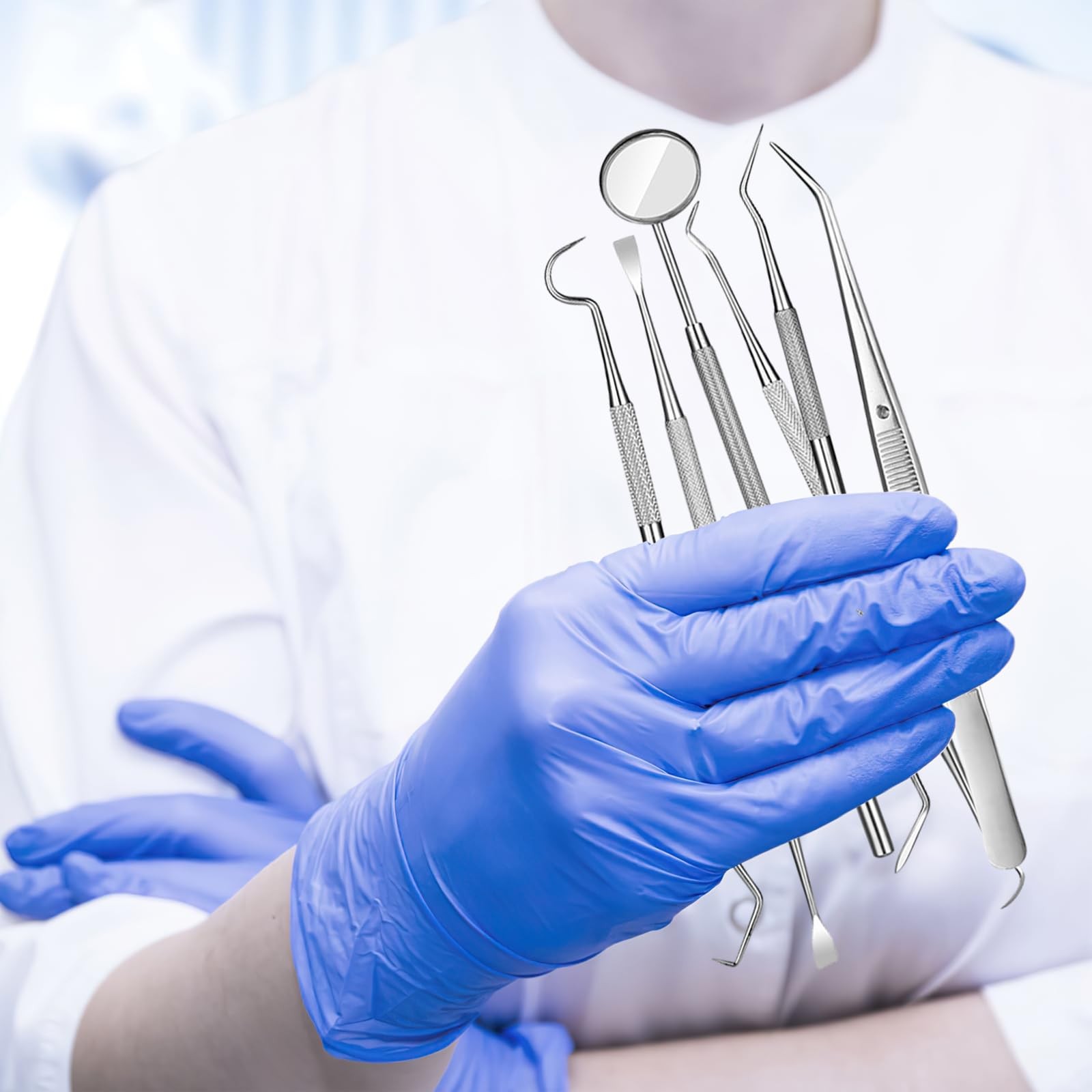 6 Pcs Dental Tools Set, Stainless Steel Teeth Cleaning with Silver