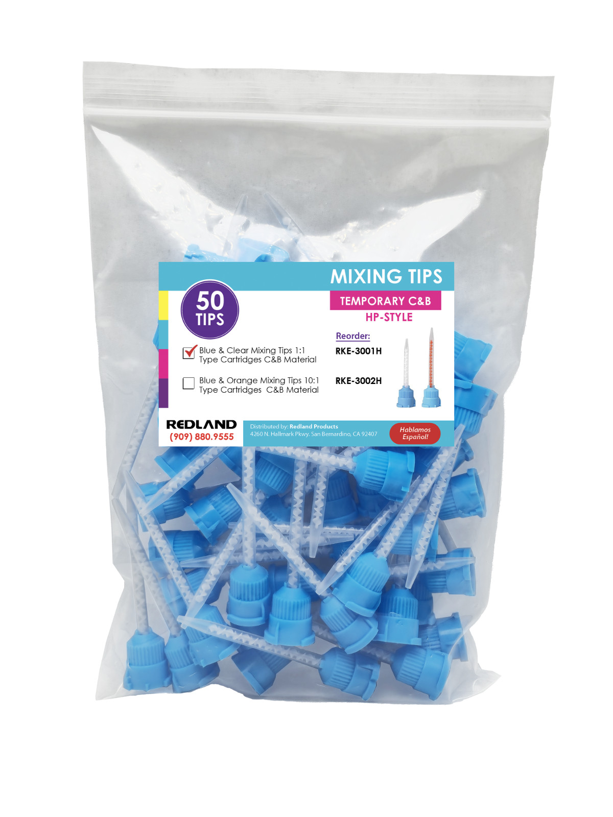 Dental Crown and Bridge 50 x 1:1 HP STYLE CARTRIDGE Blue/White Mixing Tips