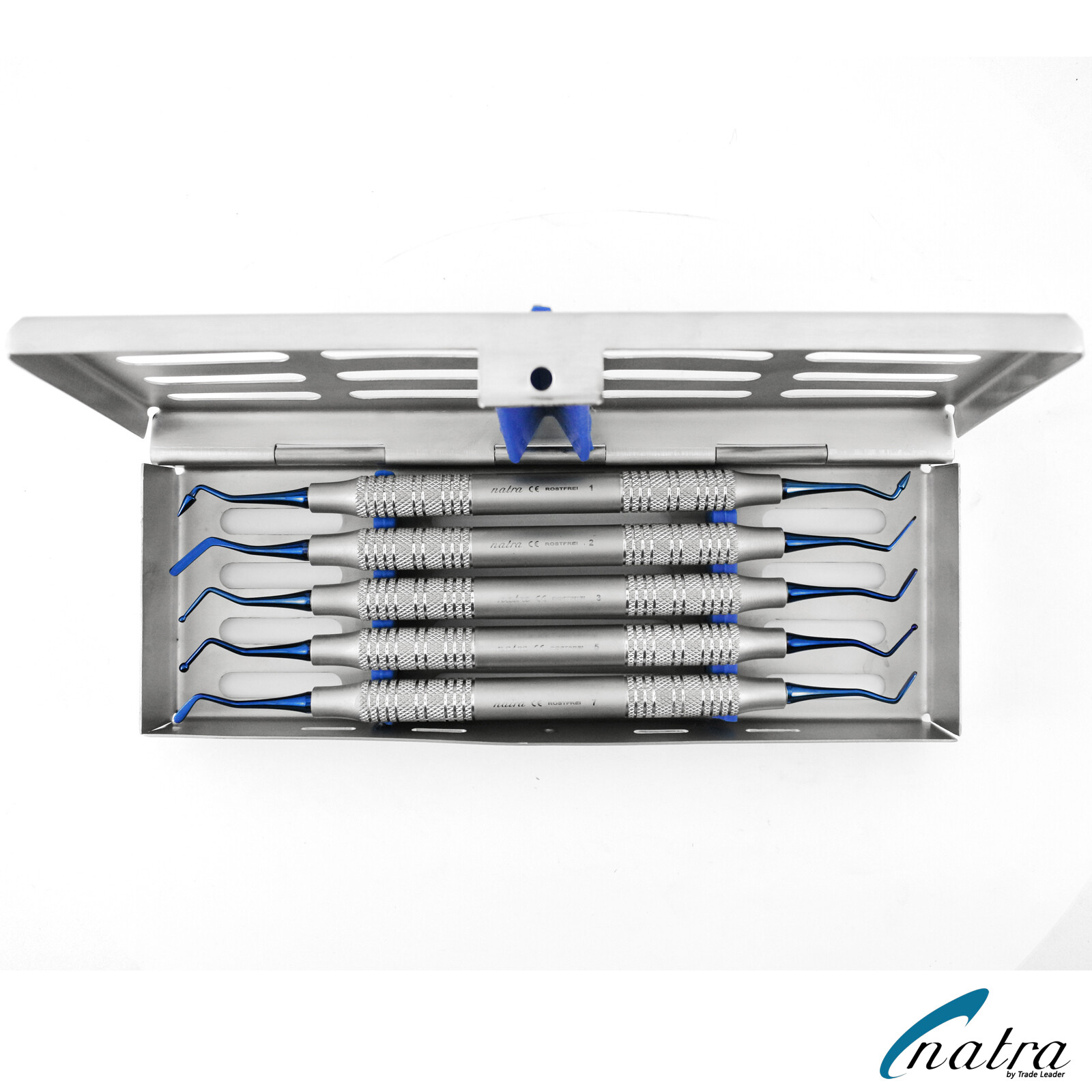 5 pcs Composite Dental Filling Instrument + Tray Probe spatula heidman plugger