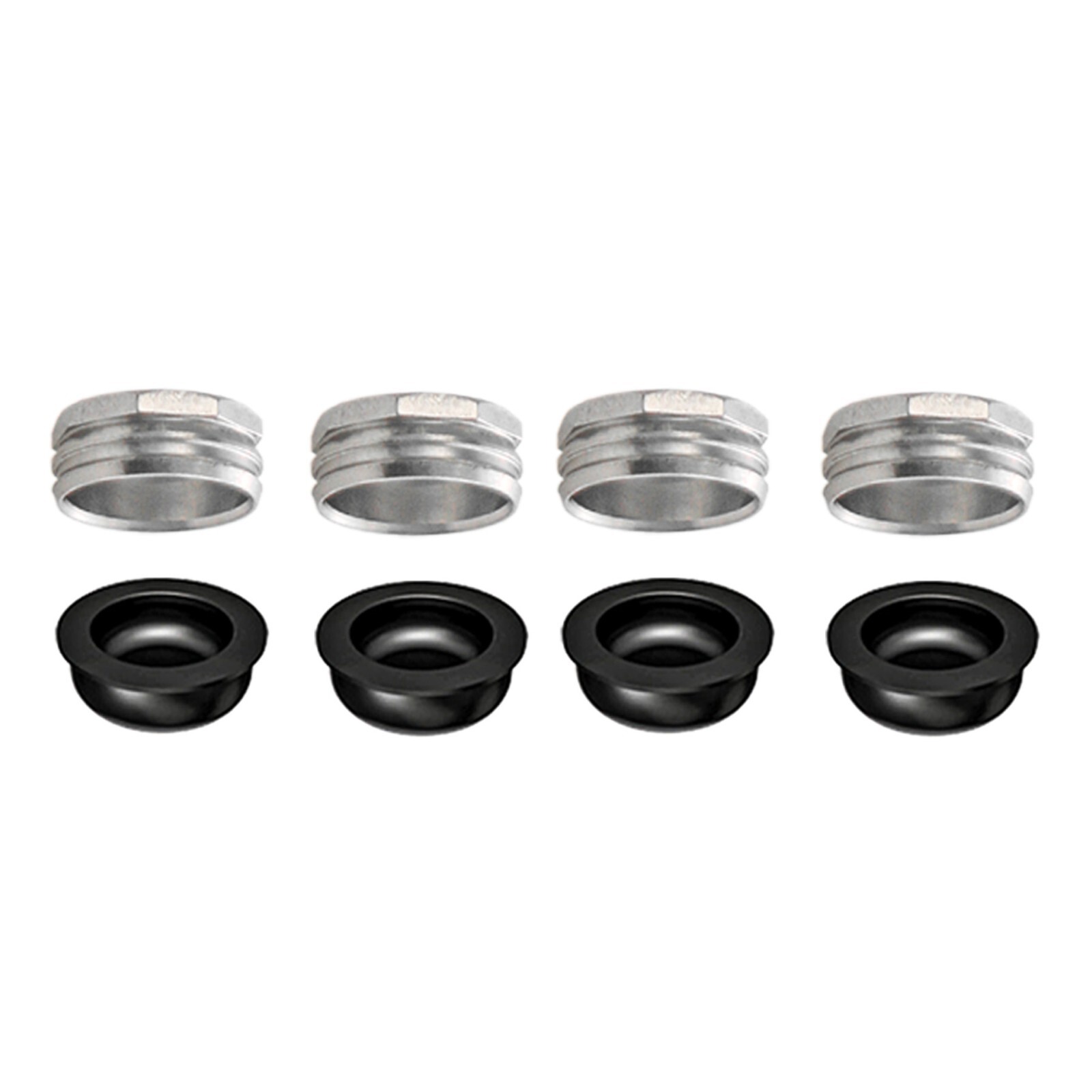 4Pcs US Dental Locator Abutment Retention Caps Metal cap & black Inserts Set