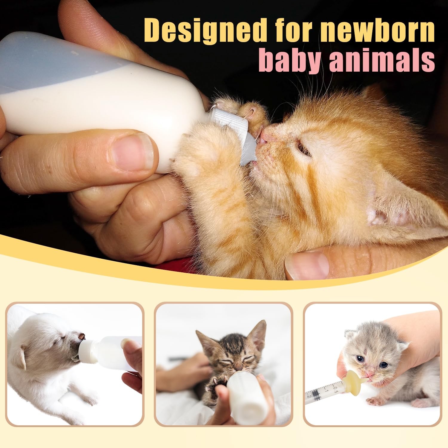 Xuanda Mini Pet Feeding Bottle and Syringes with Nipples for model4, white