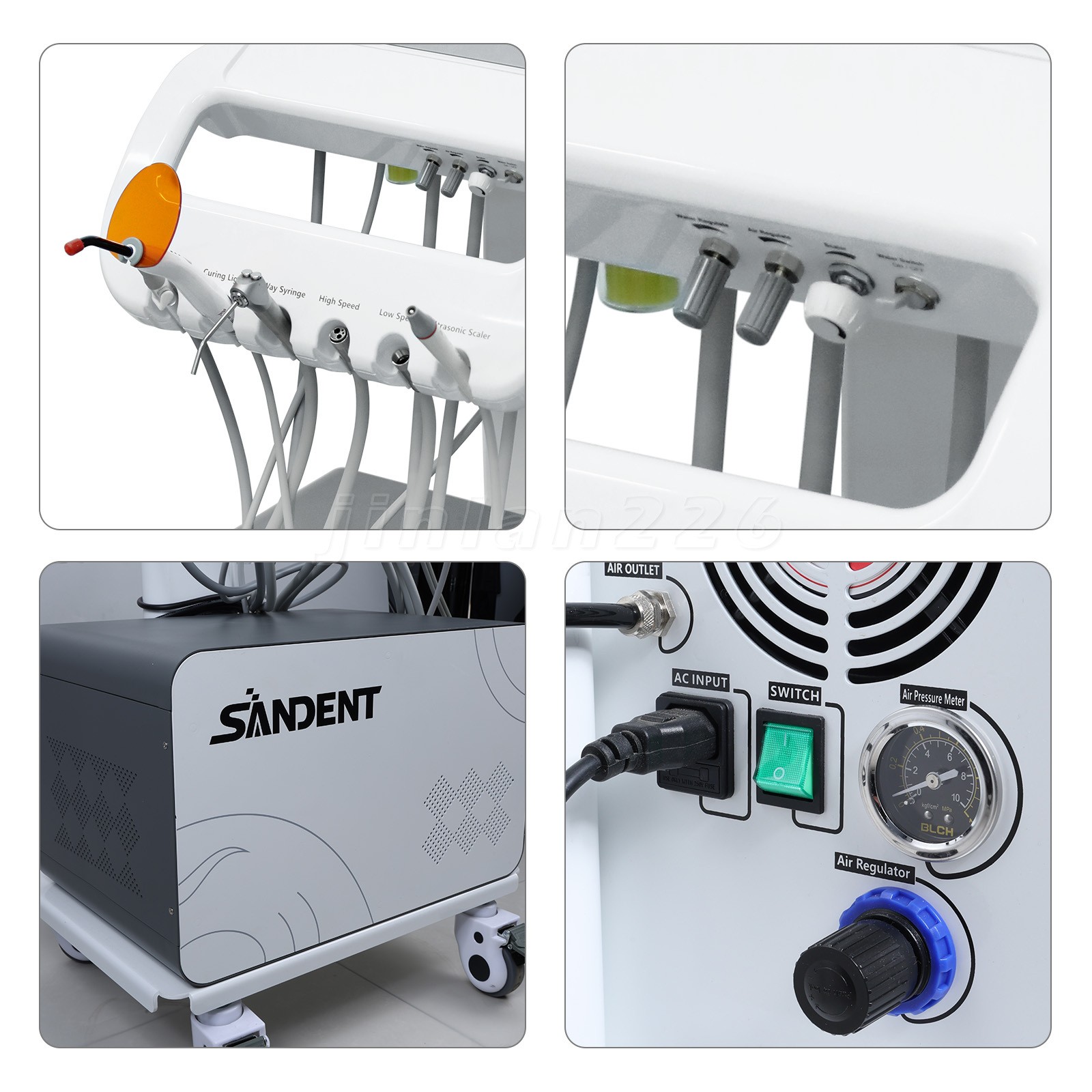 Portable Dental Delivery Unit With Air Compressor Strong Suction 4Hole