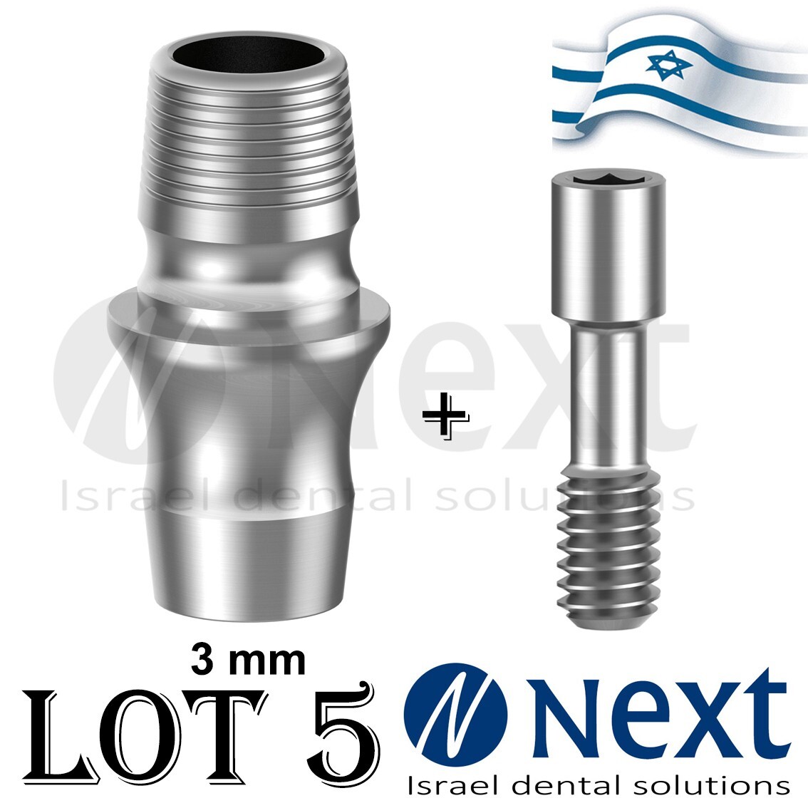 LOTx5 Abutment T-Base CAD/CAM MIS conical C1 V3 SP compatible NON HEX 3 mm