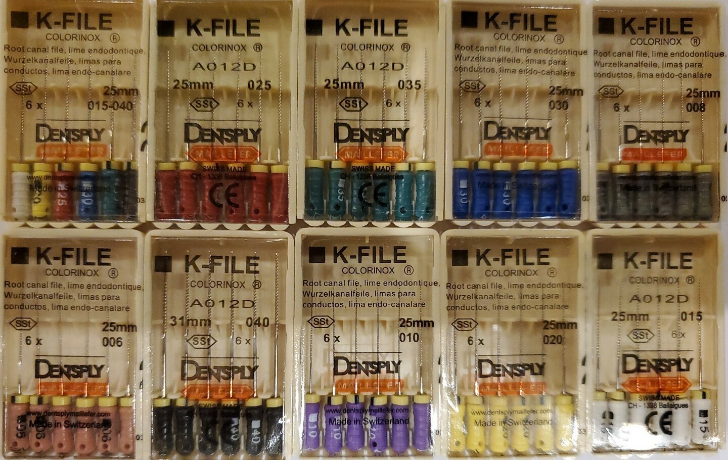 Dentsply Maillefer K-File Endodontic Dental Files 10 Packs any size 31 mm