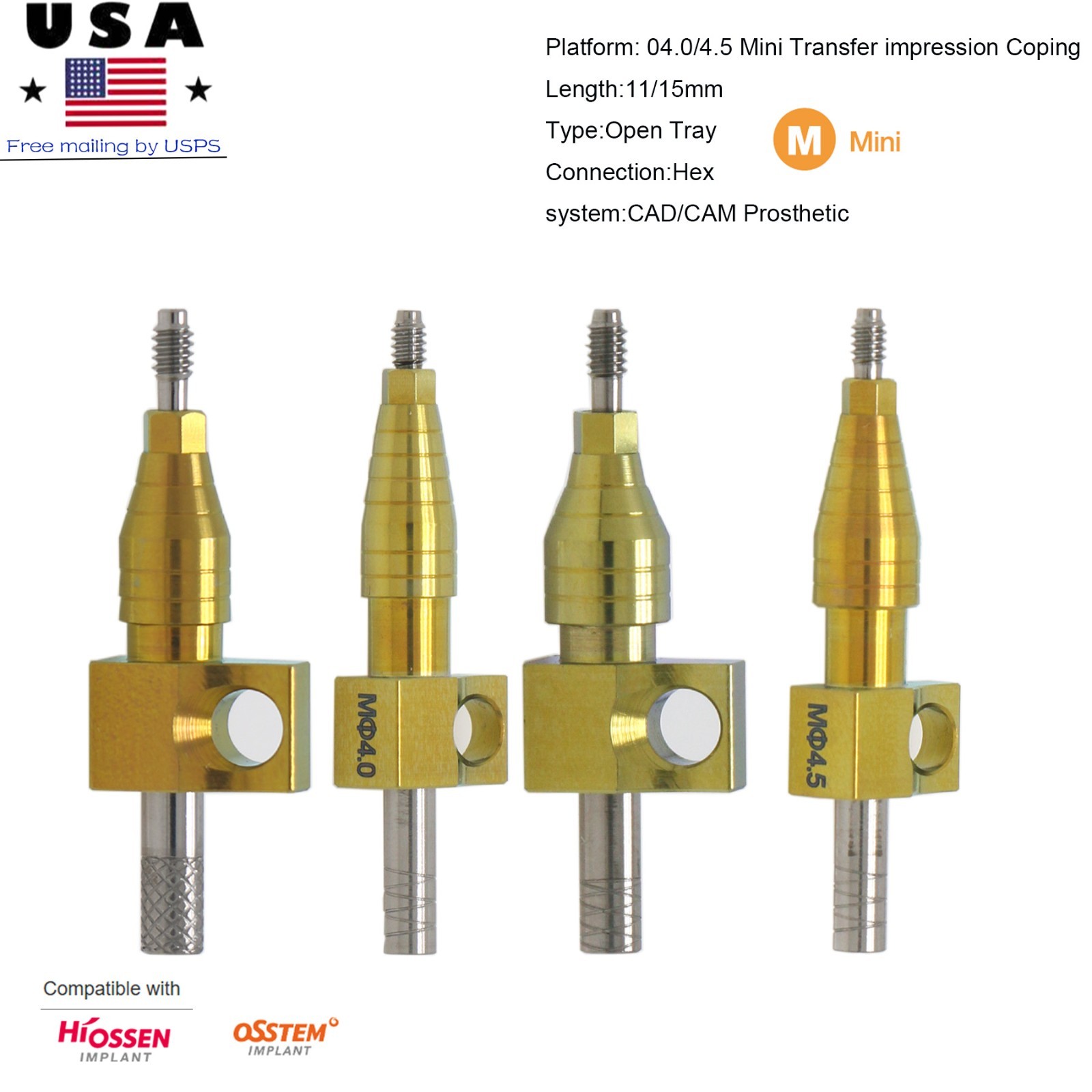 Hiossen ET Mini Implant Zest Locator Healing Abutment Transfer straight parts