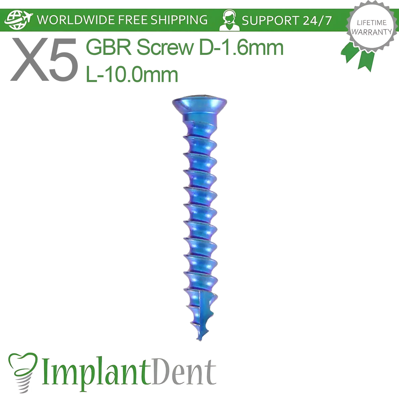 5x Dental Self Drilling GBR Titanium Screw 10mm Sterile Dentistry Lab Tool