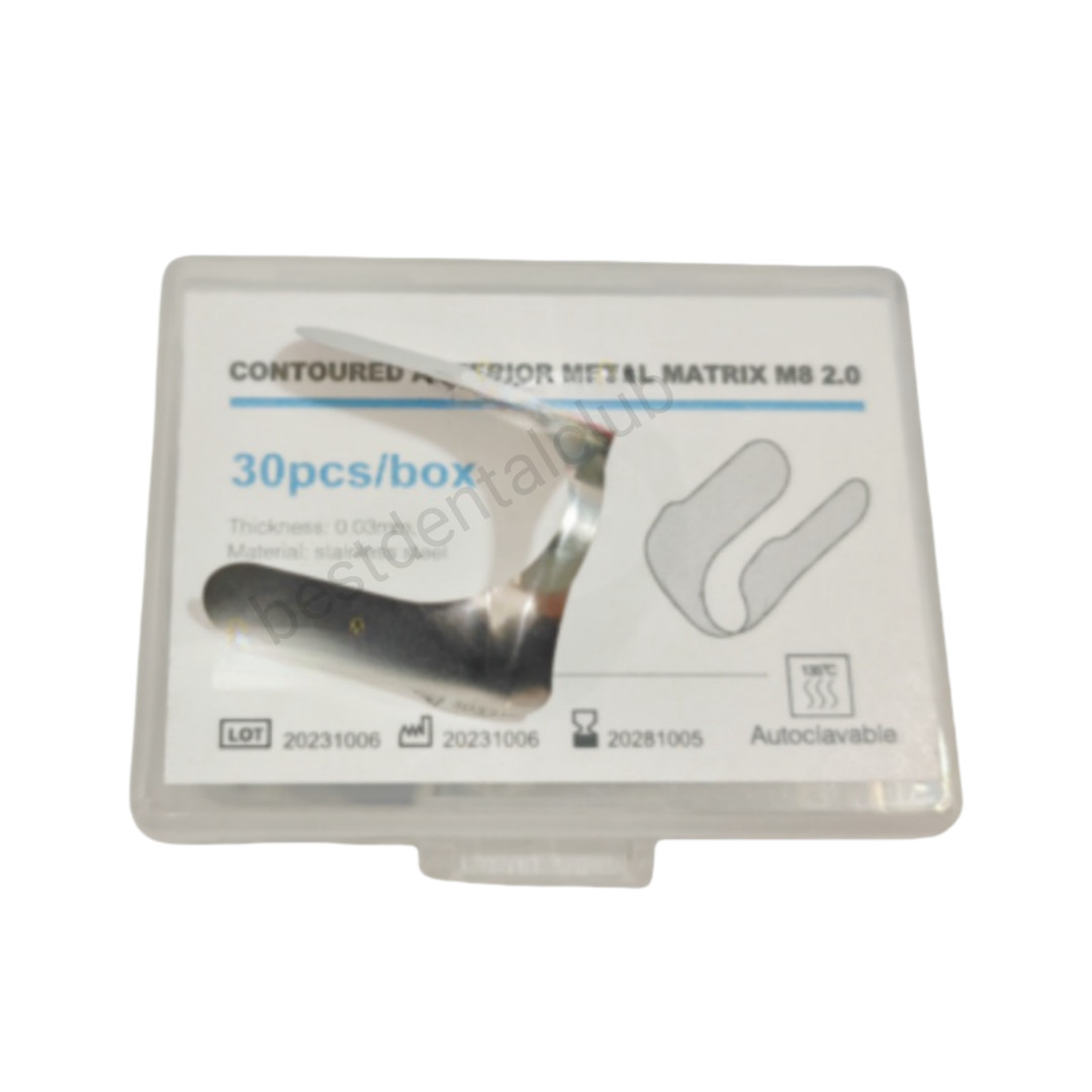 1Box Dental Contoured Anterior Metal Matrix M8 2.0 Matrice Thickness 0.03mm