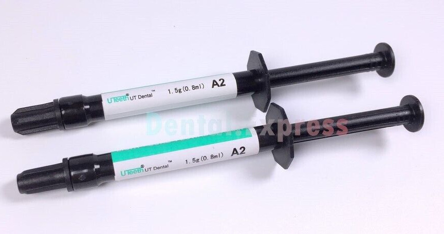 Dental Flowable Composite Flow Resin 2 Syringes Light Cure Resin A1 A2 A3 w/Tips