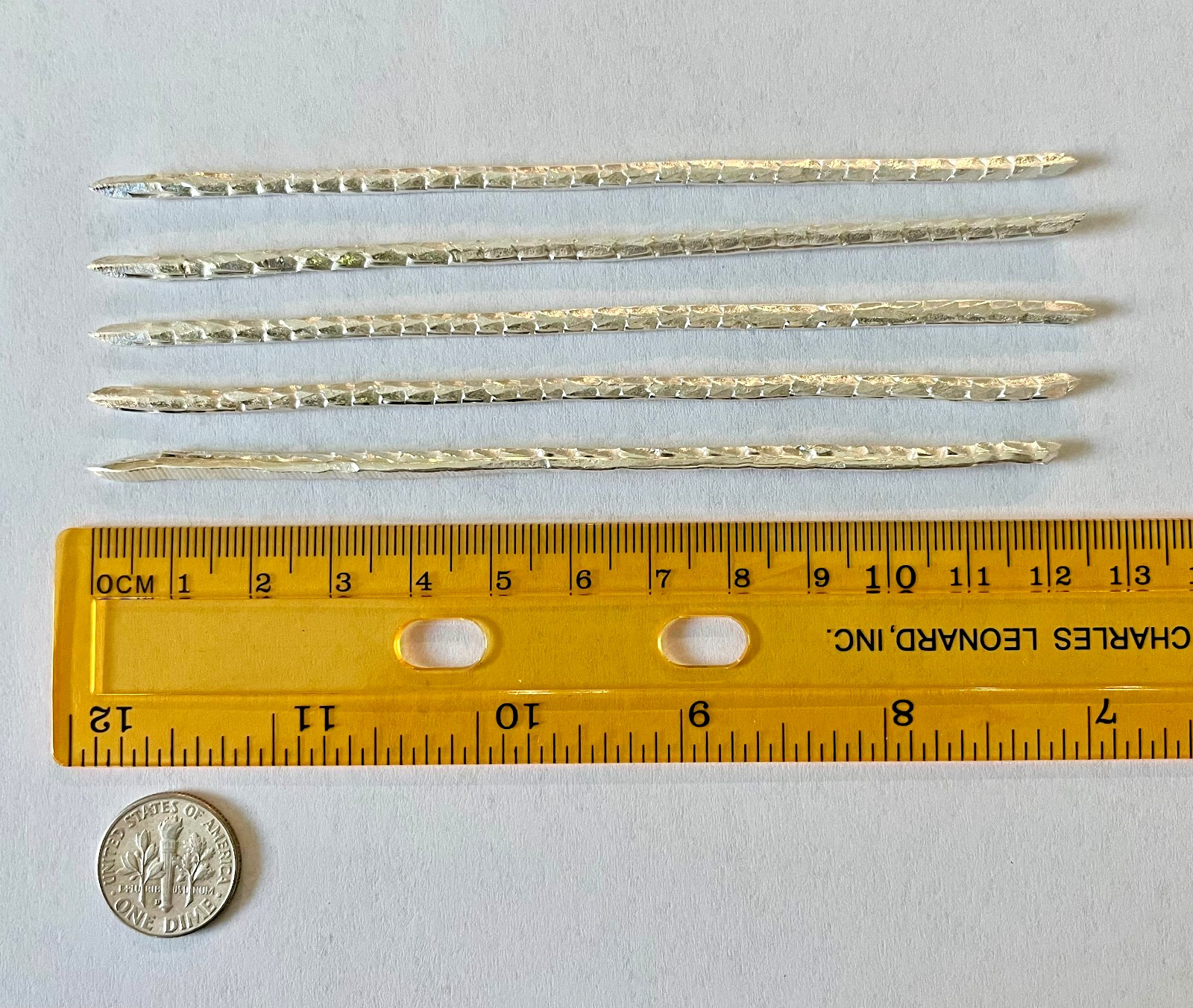 99.9%+ pure SILVER Anode / Cathode rough cut rod about: 7.5 g / 3mm dia X 5 in