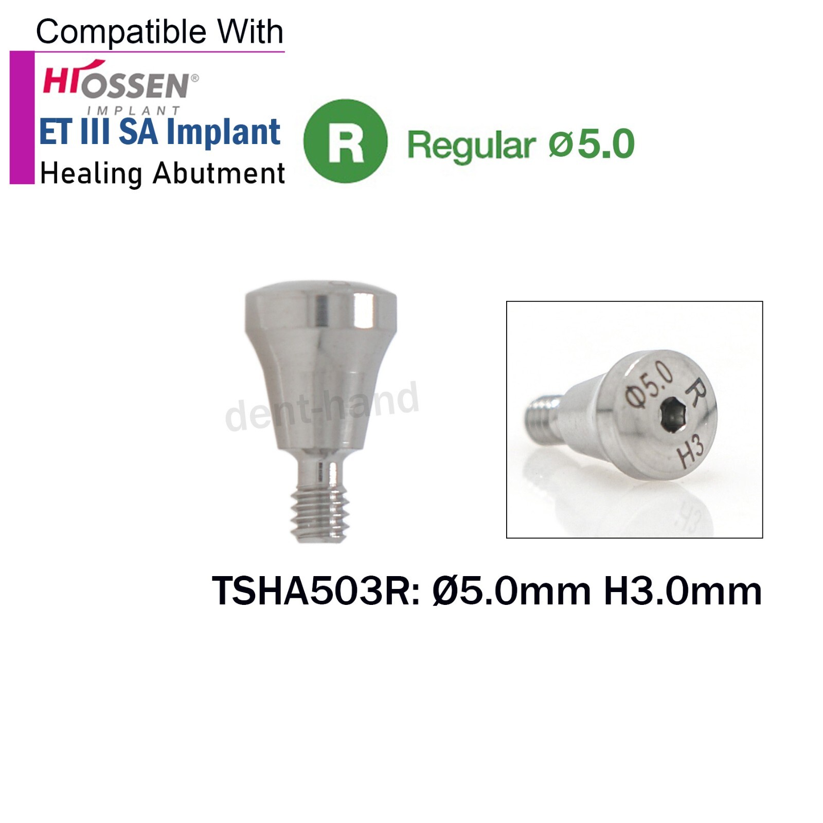 Dental Caps Healing Abutment Regular Platform Ø5.0 Dia Fit Oss Hiossen ET System