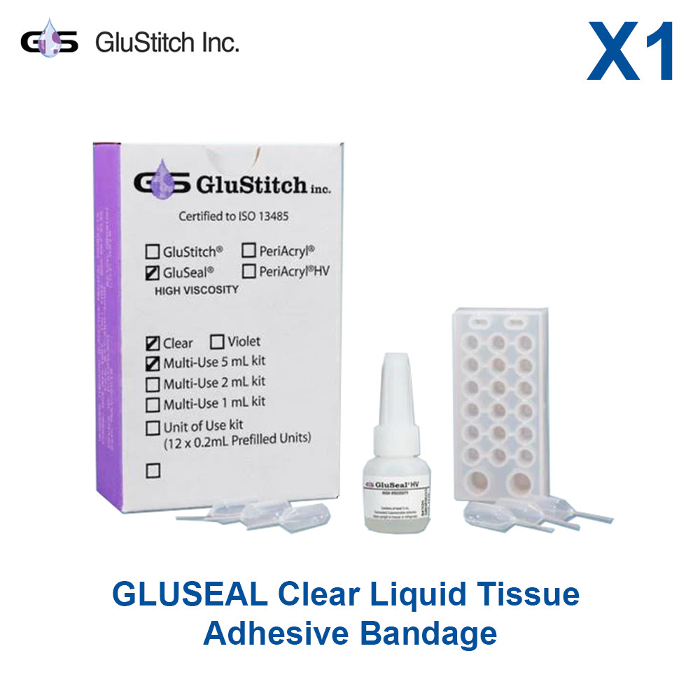 Dental Lab GluStitch GLUSEAL Clear Liquid Tissue Adhesive Bandage