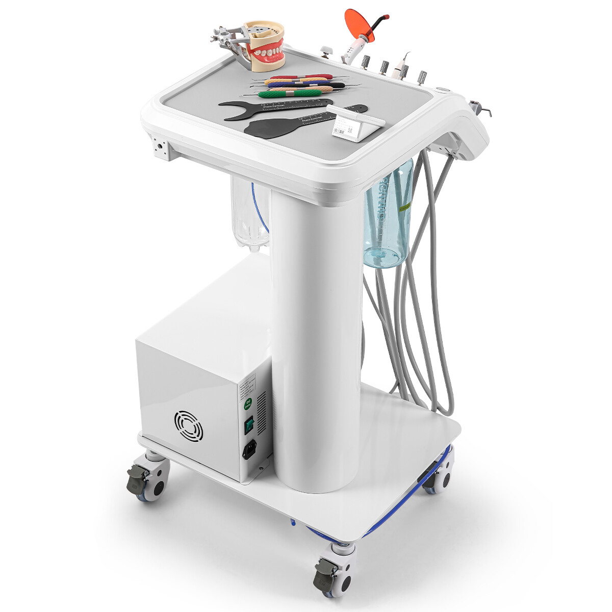 Dental Portable Delivery Unit System Suction Air Compressor Cart Motor 4 Hole