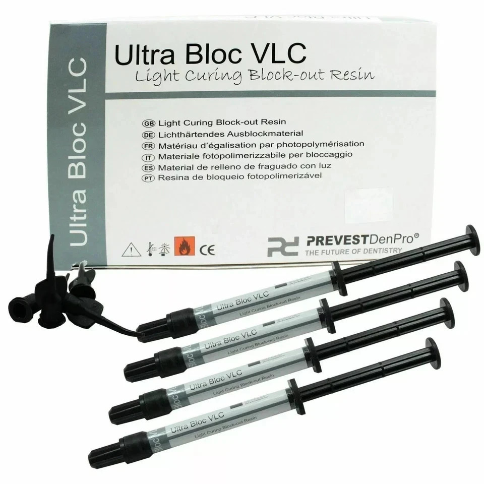 Ultra Bloc Vlc Light Cure Prevest Block Out Resin Cement 4 x 1.2ml(FREE SHIPING