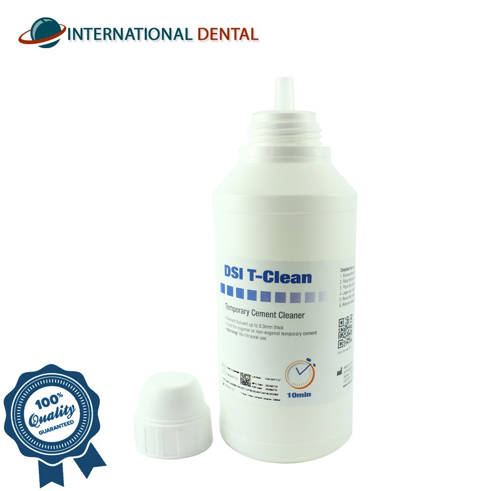 Dental T-Clean Temporary Cement Solvent Cleaner 500ml Bottle Fast Clean Solution