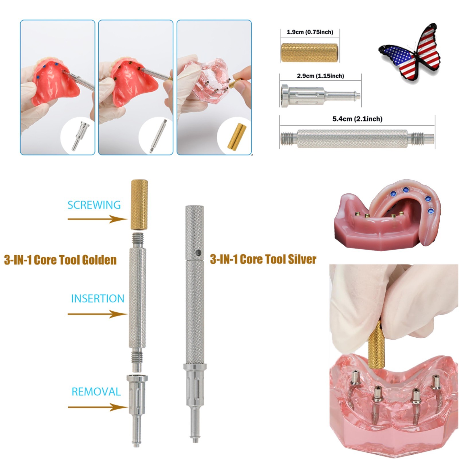 US Universal Locator 3‑In‑1 Core Tool Retention Cap Insertion & Extraction Tool