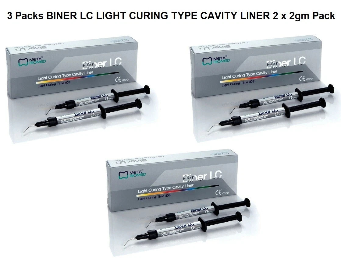 Mateiral 2 x 2gm Syr Pack META Dental BINER LC Type Cavity Liner & Base FREE SHI