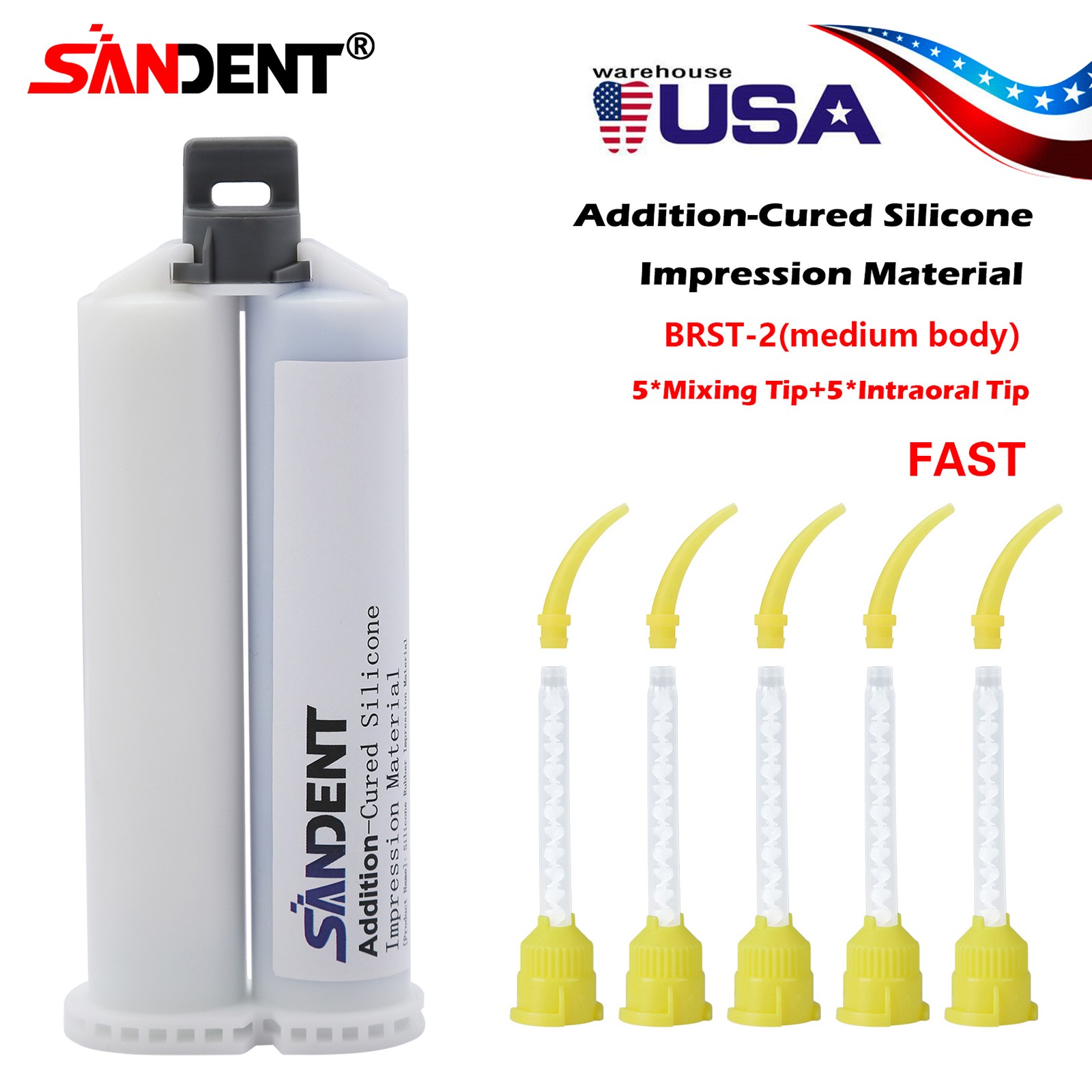 Dental MEDIUM BODY FAST SET VPS Impression Material 50ml, 1-16/Bx SANDENT
