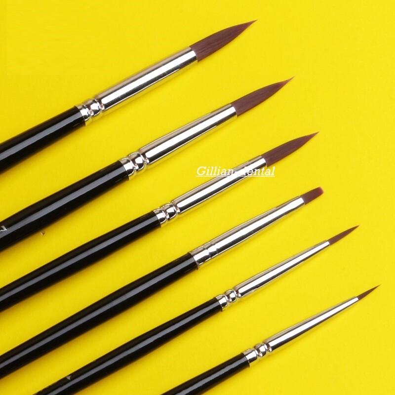 6pcs Dental Porcelain Brush Pen Glaze Ceramic Brush Pen Dental Technician Tools