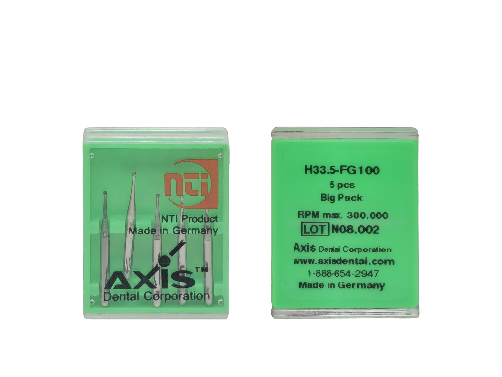 Axis NTI Carbide Bur Operative Friction Grip 33.5-FG100 (2 packs of 5)