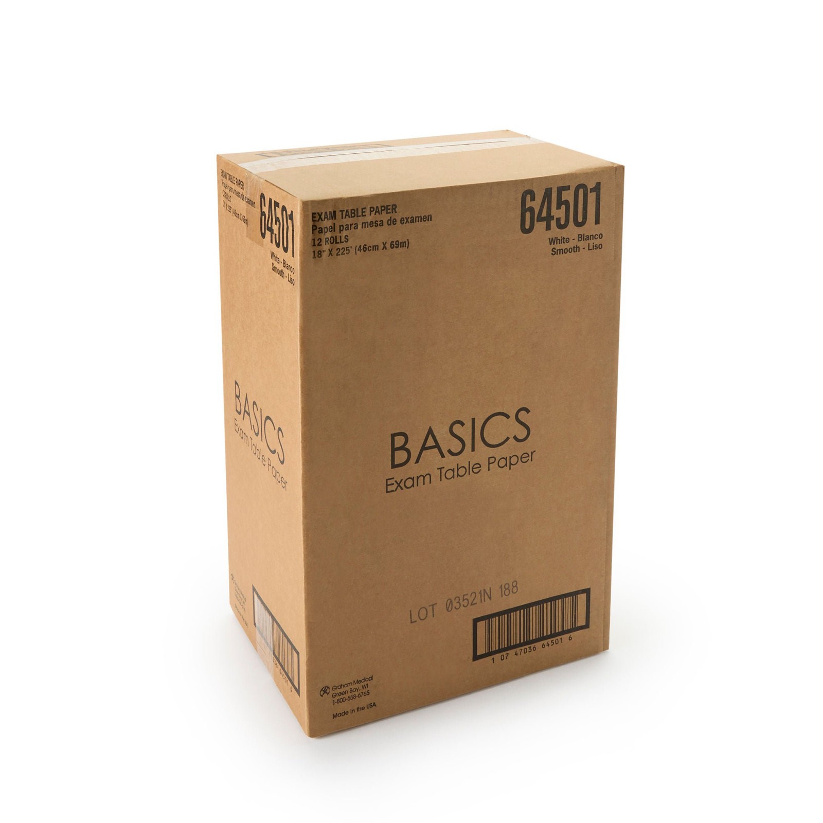Graham Medical Table Paper White Smooth 18” W x 225′ L 12 Rolls