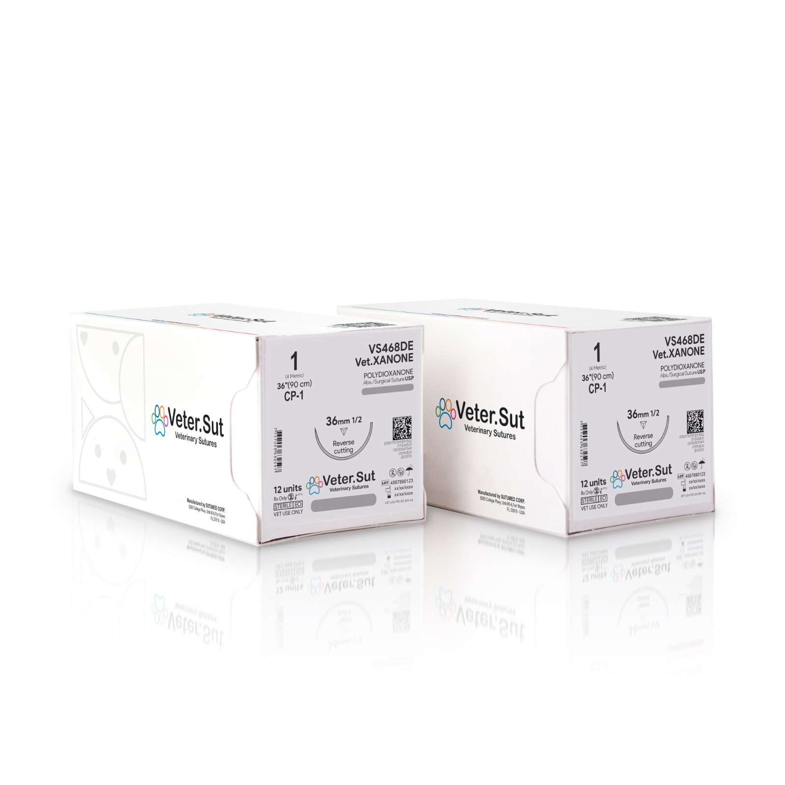 Vetersut Vet-xanone Polydioxanone, USP 1, 1/2 reverse cutting 36mm Sutures