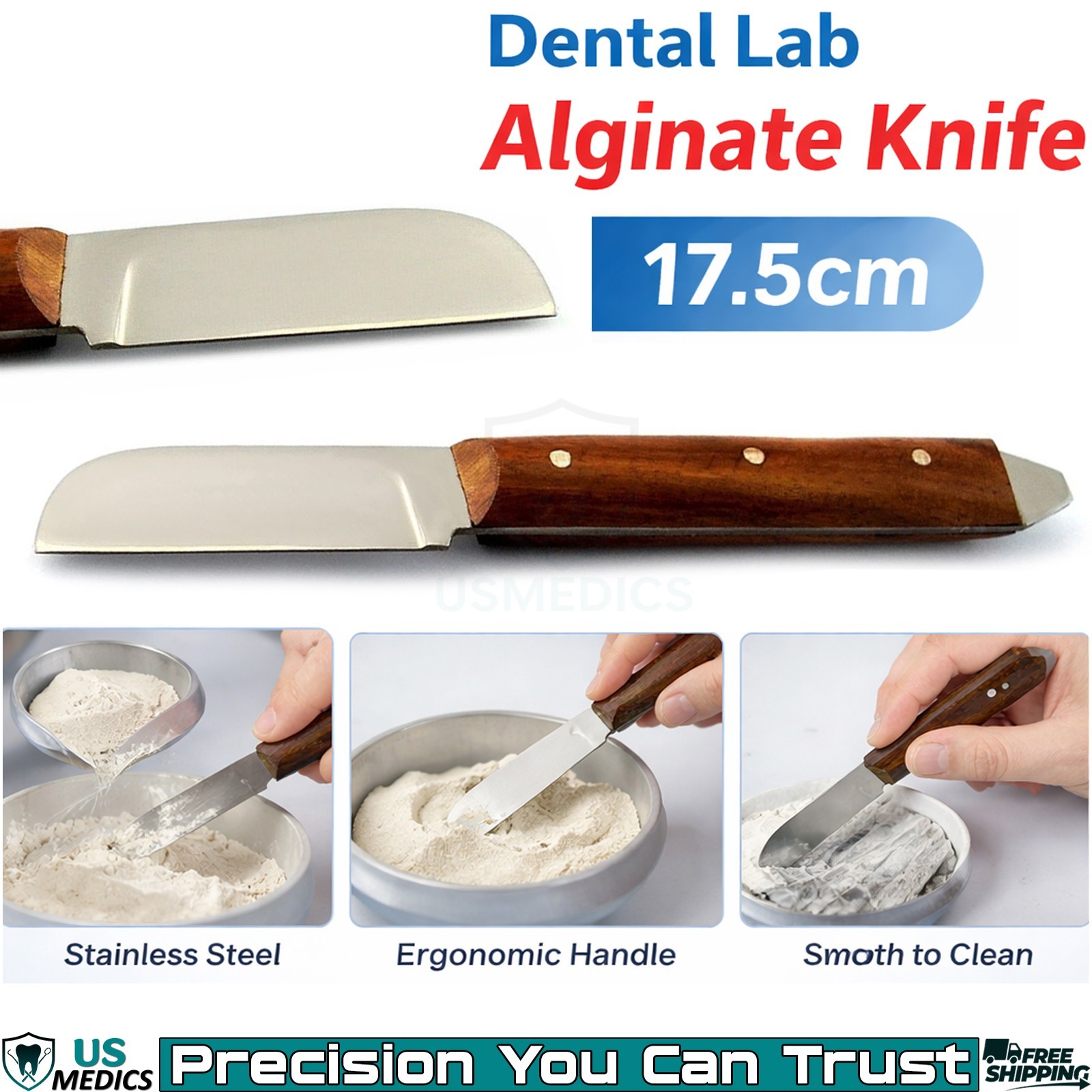Dental Laboratory Plaster Alginate Knife Wood Handle Cutting Waxing & Modelling