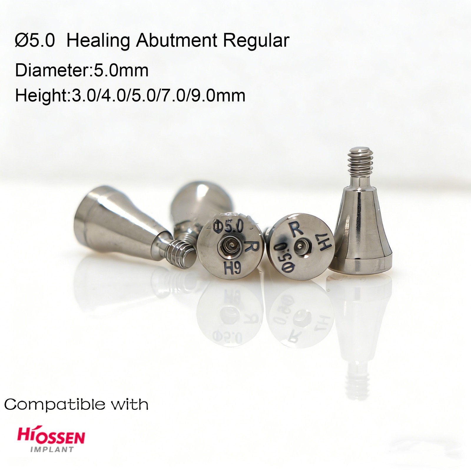 Hiossen ET Regular Ø5.0mm Implant Healing Abutment Cap RP Platform 3/4/5/7/9mm H