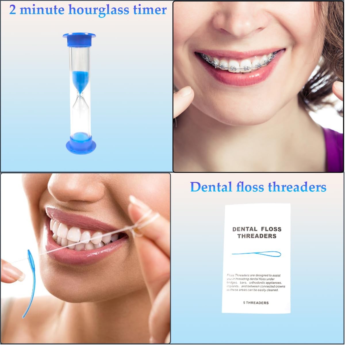 EASYTODENTA 8-in-1 Portable Orthodontic Oral Care Kit Braces Cleaning Blue