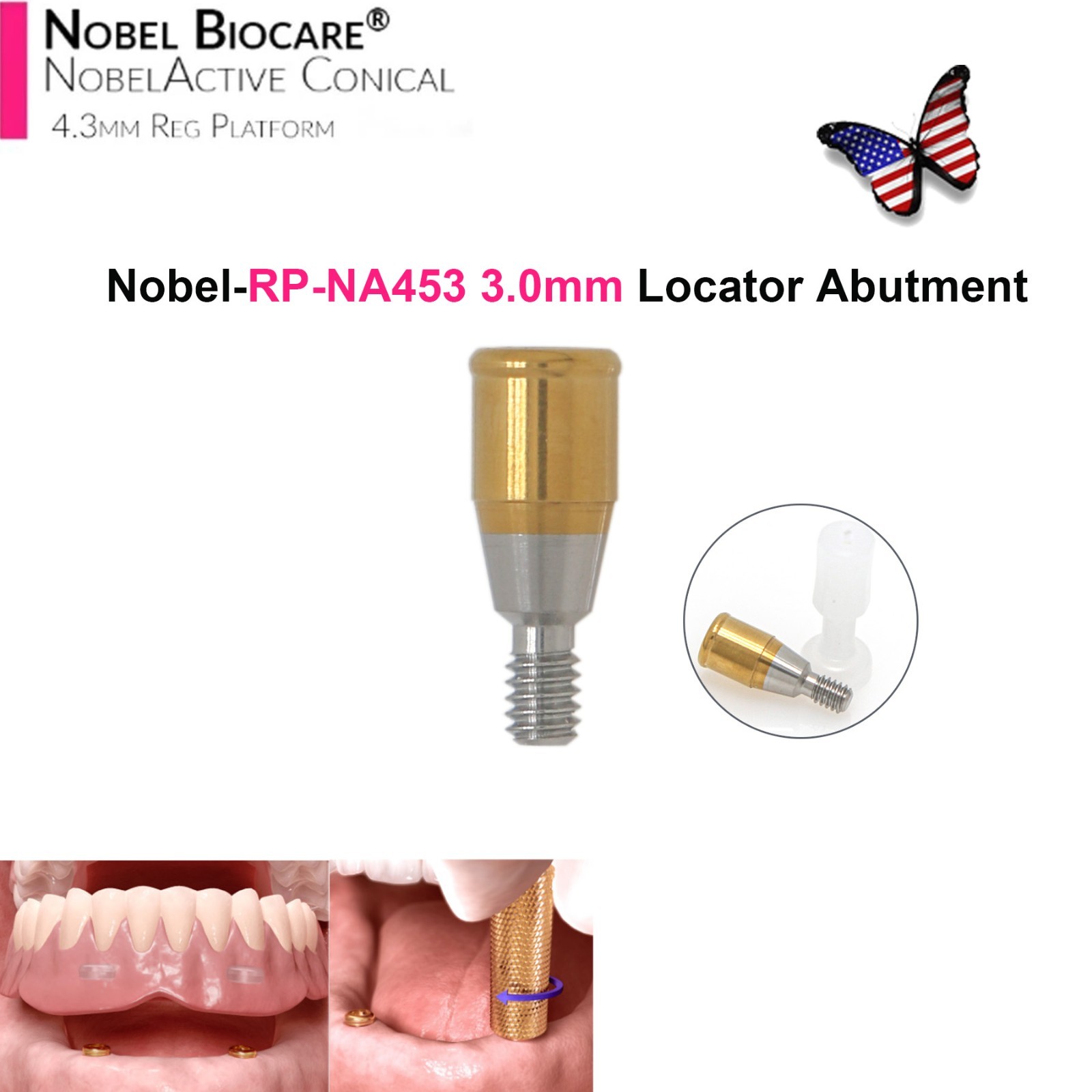 Locator Attachment Tapered Overdenture Abutment Fit Hiossen/Nobel/Biocare/Zimmer