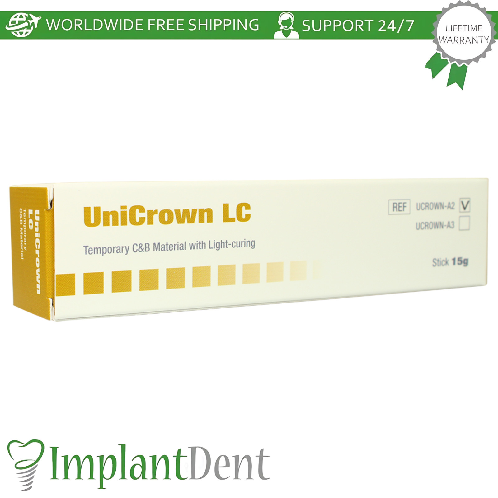 UniCrown LC Temporary C&B Material Sculptable Dental Composite Resin Light Cure