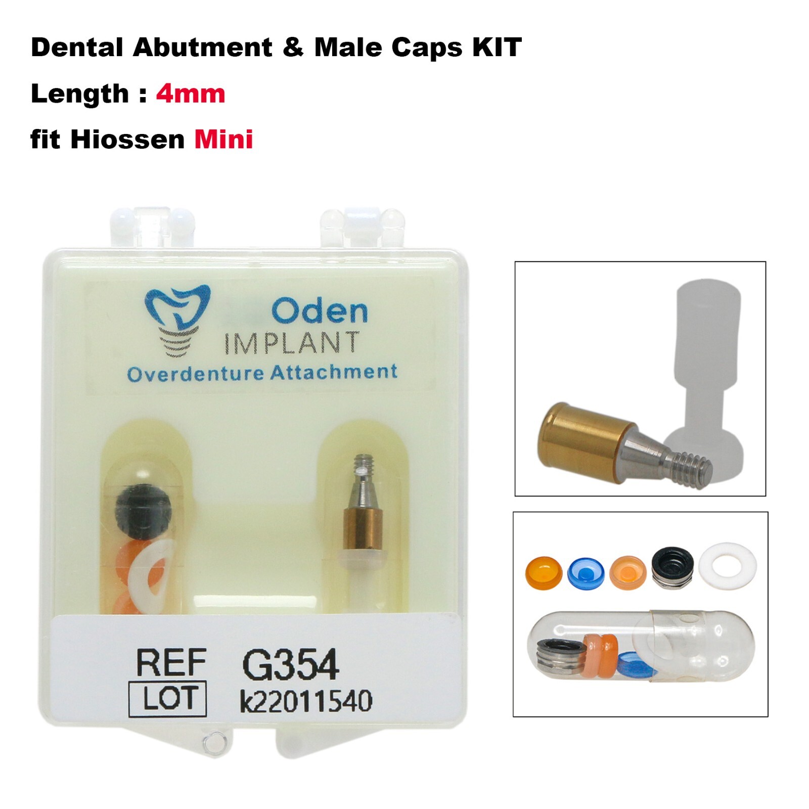 Dental Hiossen Locat0r Abutment Mini/Regular 3-5mm & Overdenture Male Caps Kits