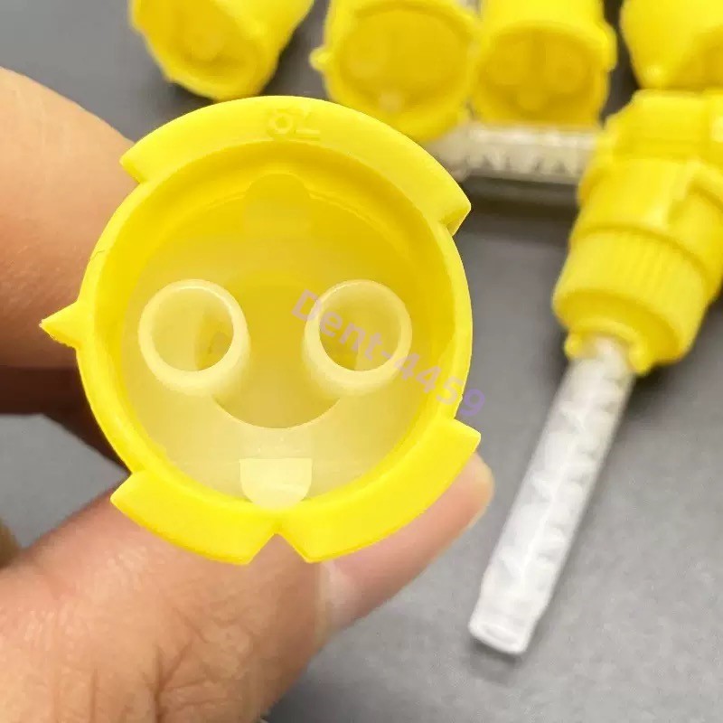 Dental Impression Mixing Tips Yellow 50mm(1:1) For Light Body 50Pcs USA