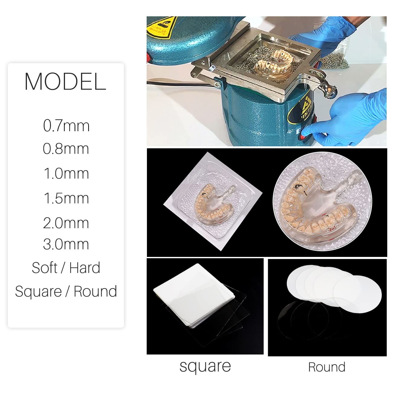 Lab Orthodontic Splint Retainer Slice Vacuum Forming Sheet 1.0mm Hard Round
