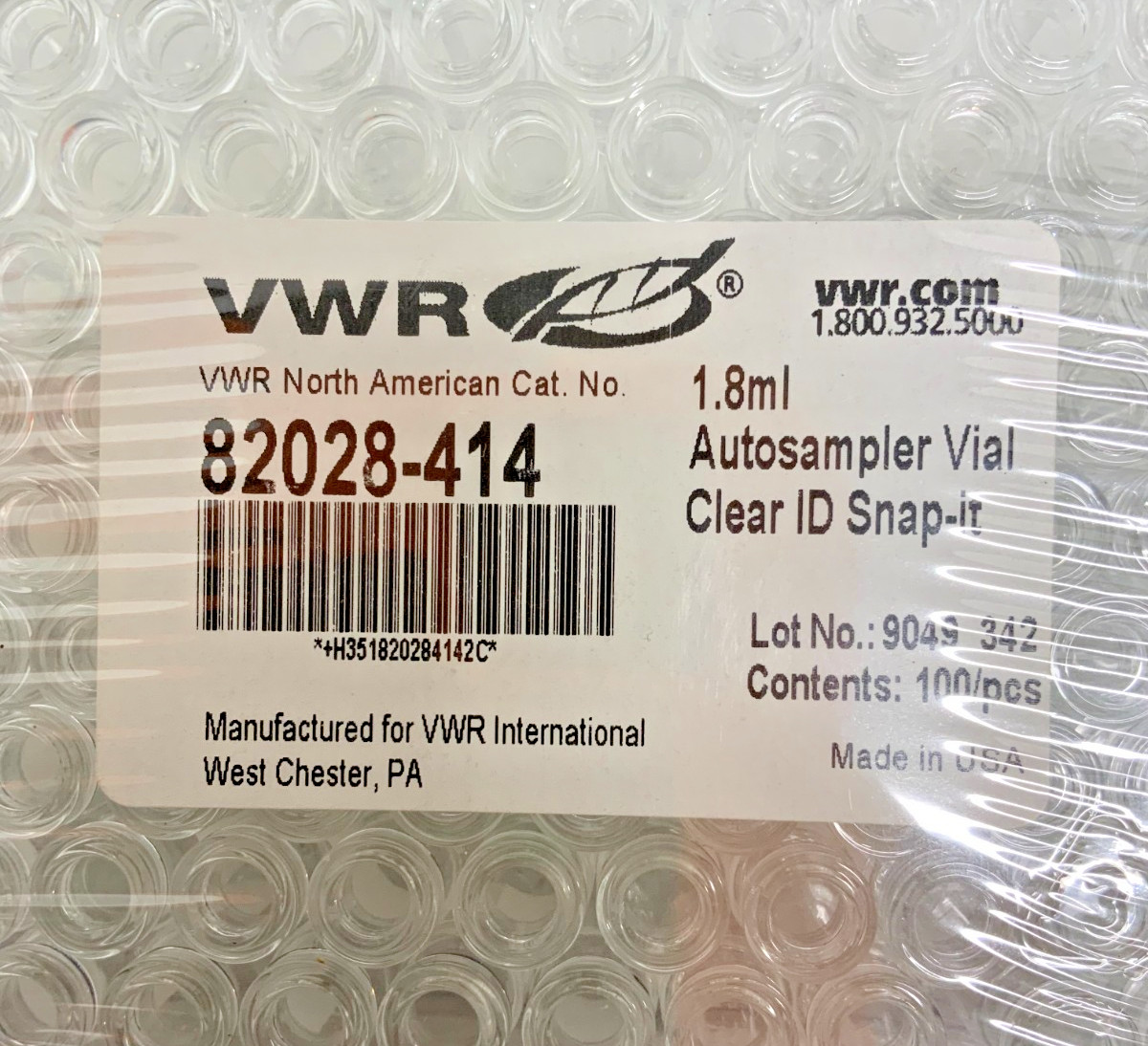 NEW Lot of 7 Packs VWR 82028-414 Autosampler Vial Clear ID Snap-It 1.8ml 100/PK