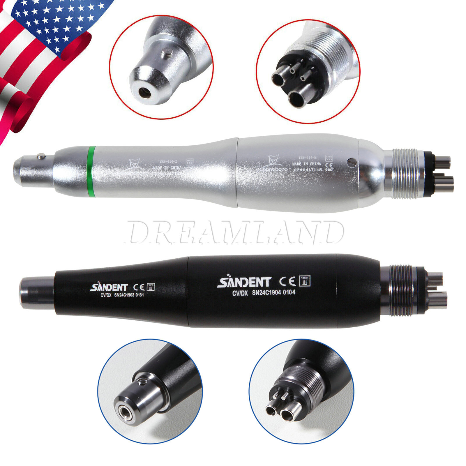 Dental Hygiene Prophy Handpiece Mini Air Motor 4 Hole 4:1 Straight Nose Cone USA