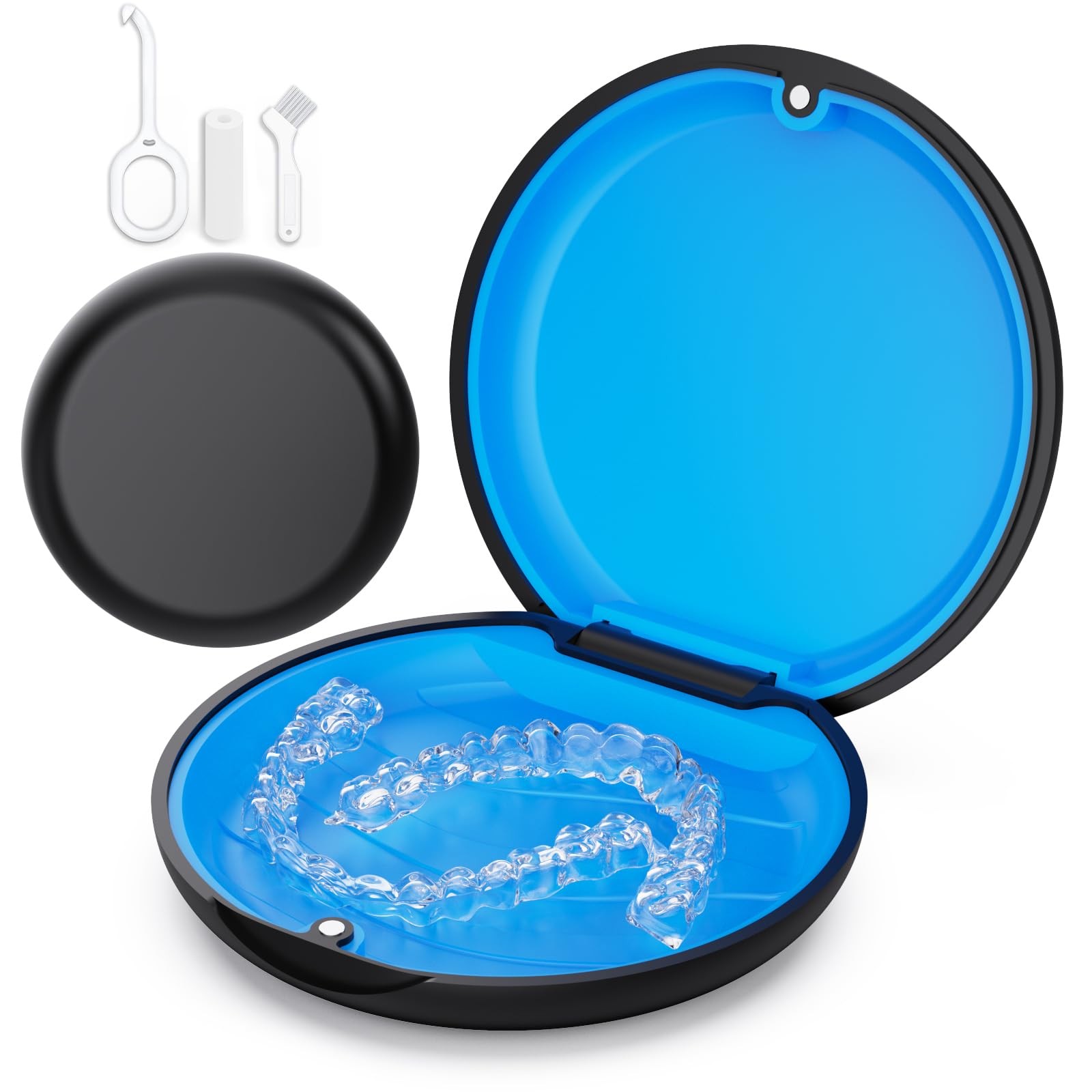 VCAREU Retainer Case, Slim Aligner Case Compatible with Small, Black