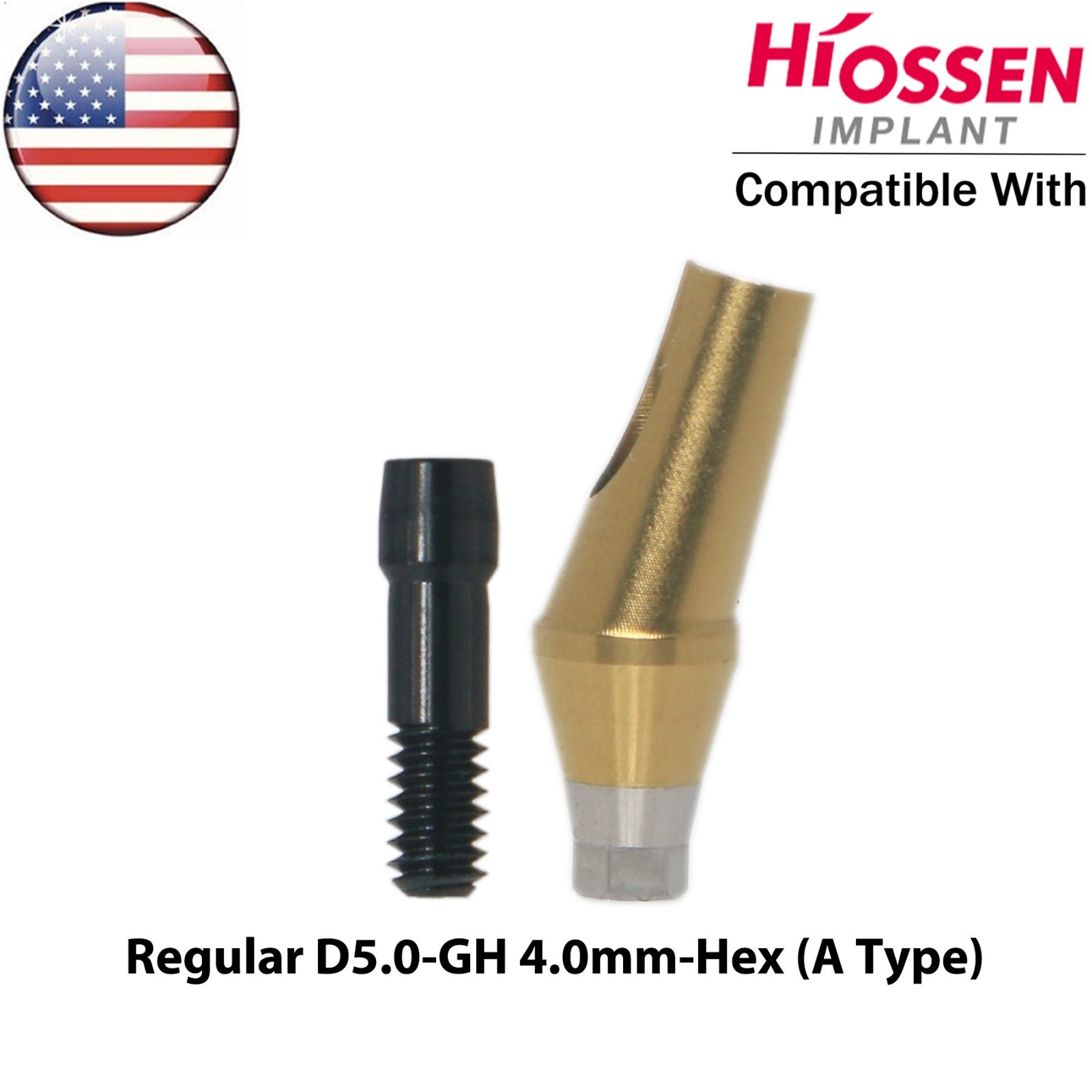 US Dental 17° Angled Anatomic Abutment Regular Ø4.5/5.0mm Fit Hiossen Osstem TS